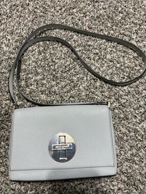 Kate Spade Light Gray Crossbody Shoulder Bag with Turn-Lock Closure